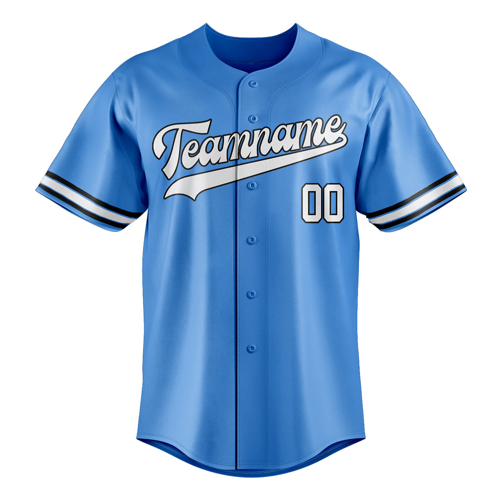 Personalized Electric Blue & White Color Fan Baseball Jersey