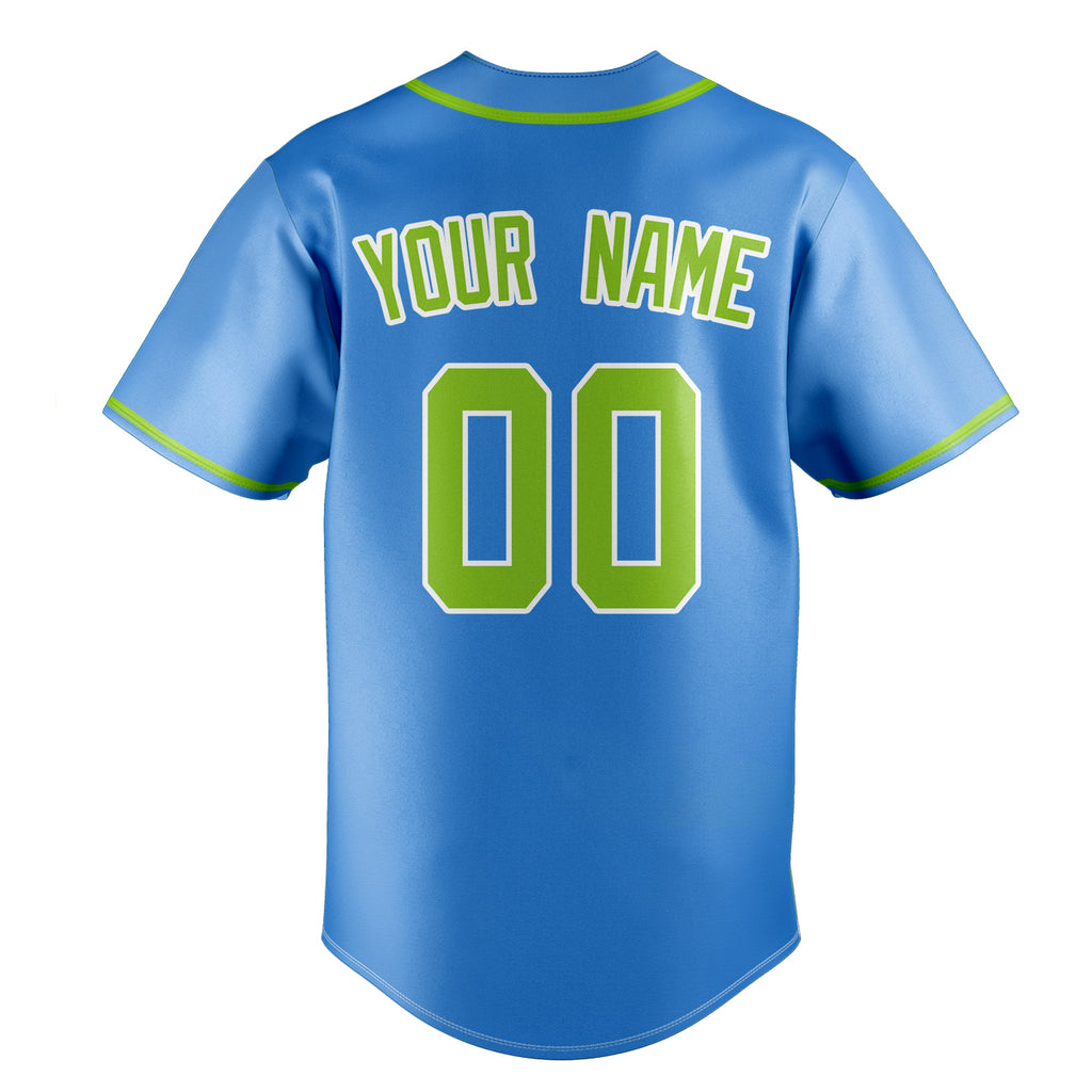 Personalized Electric Blue & Green Color Fan Baseball Jersey