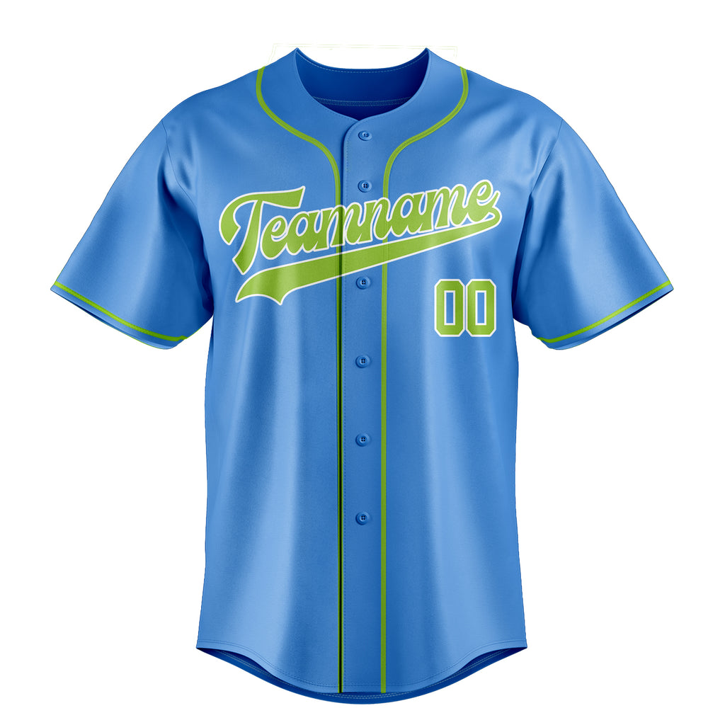 Personalized Electric Blue & Green Color Fan Baseball Jersey