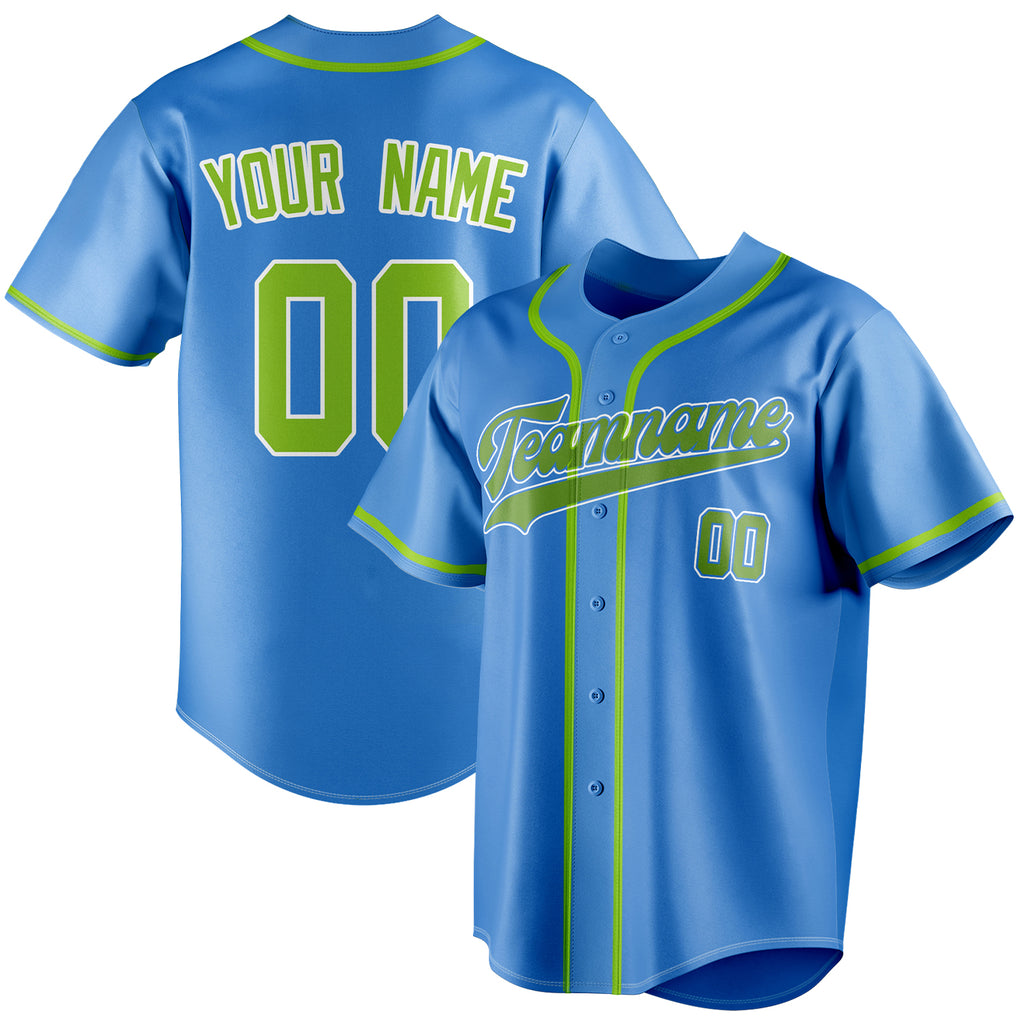 Personalized Electric Blue & Green Color Fan Baseball Jersey BB01240528JZ193