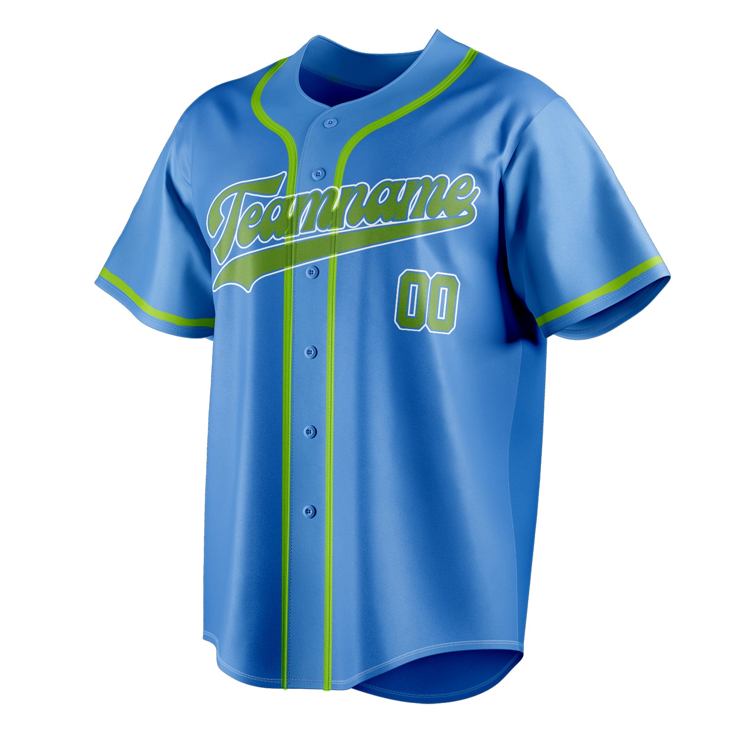 Personalized Electric Blue & Green Color Fan Baseball Jersey