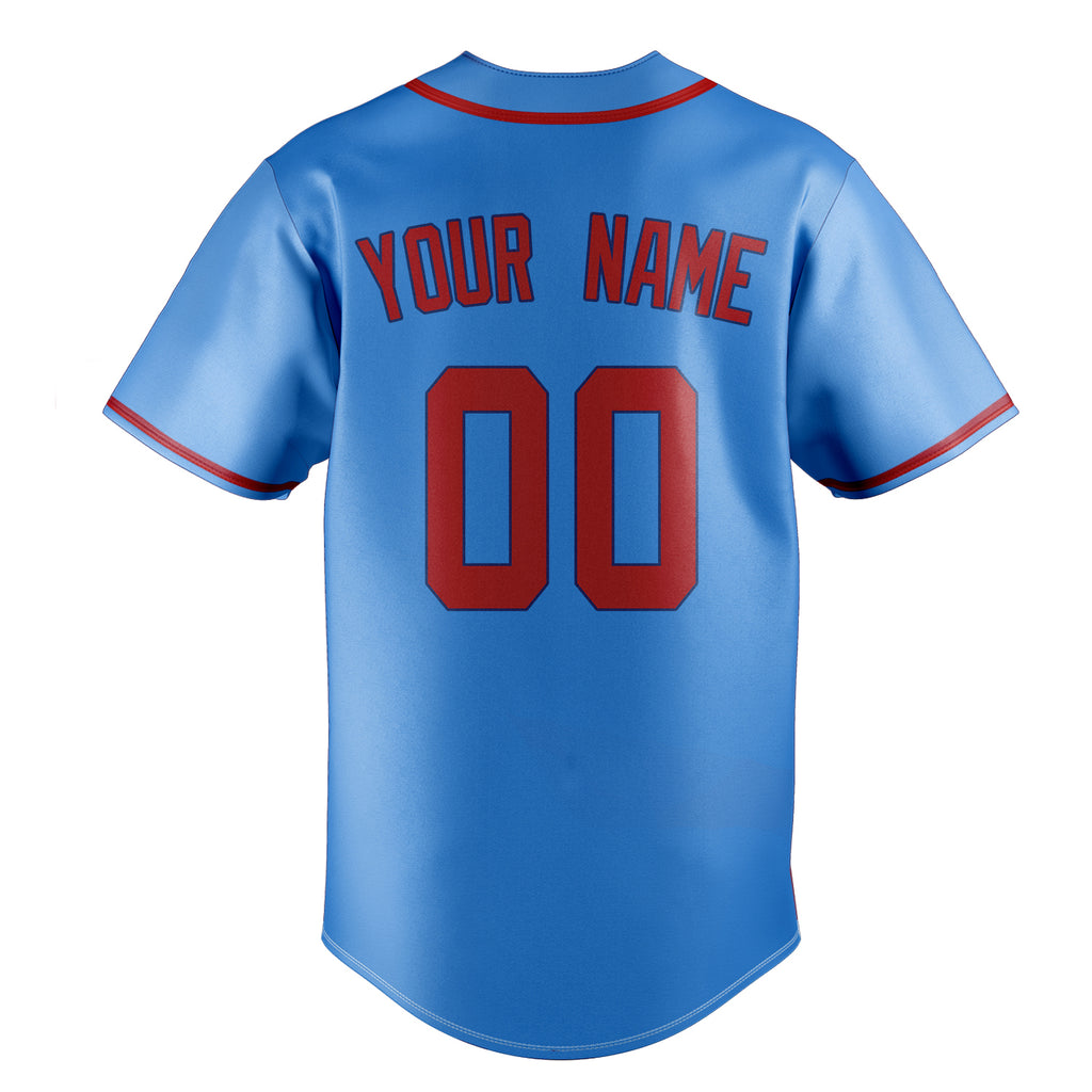 Personalized Electric Blue & Red Color Fan Baseball Jersey