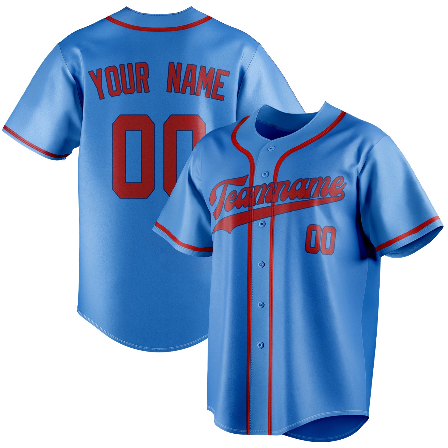 Personalized Electric Blue & Red Color Fan Baseball Jersey BB01240528JZ194