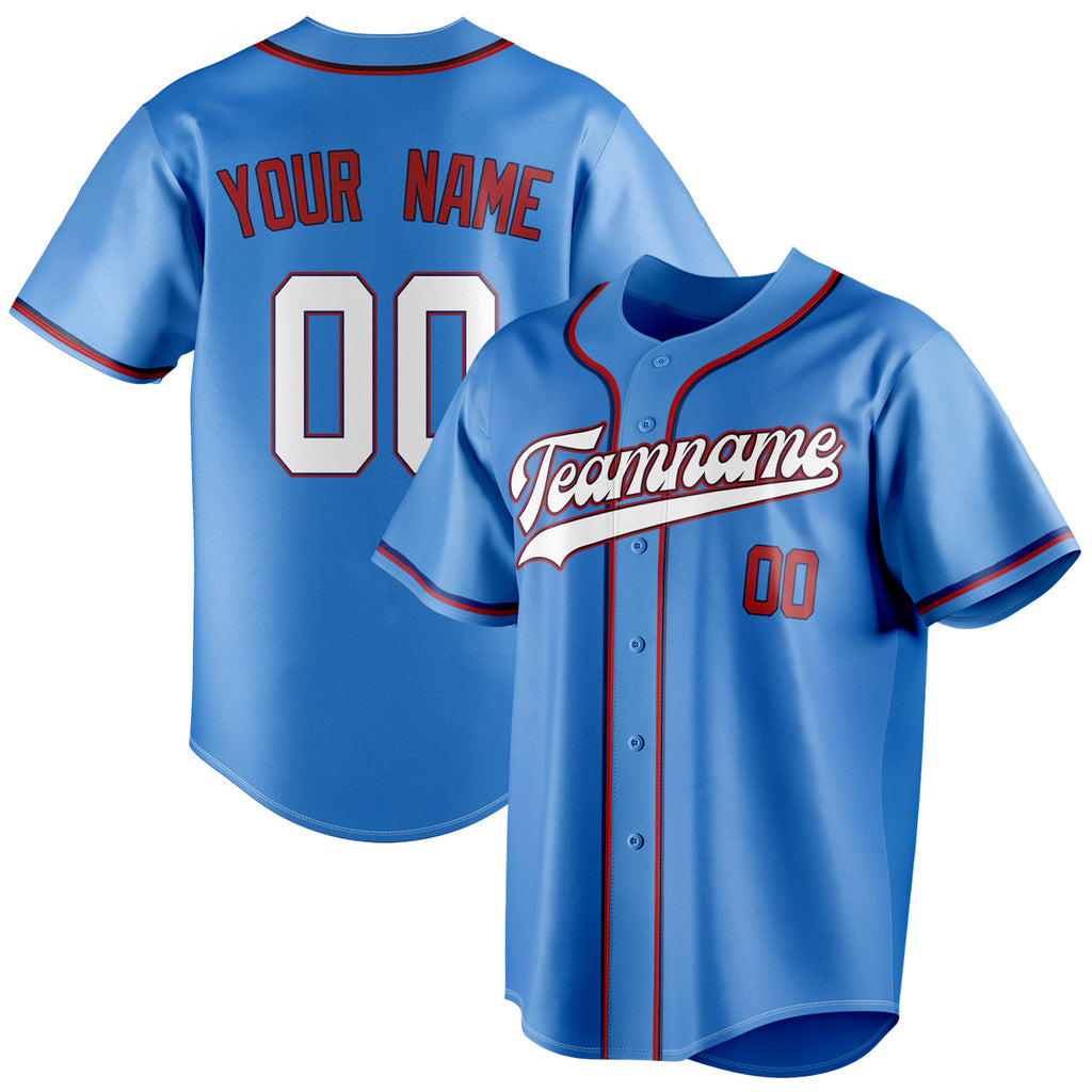 Personalized Electric Blue & White Color Fan Baseball Jersey BB01240528JZ195