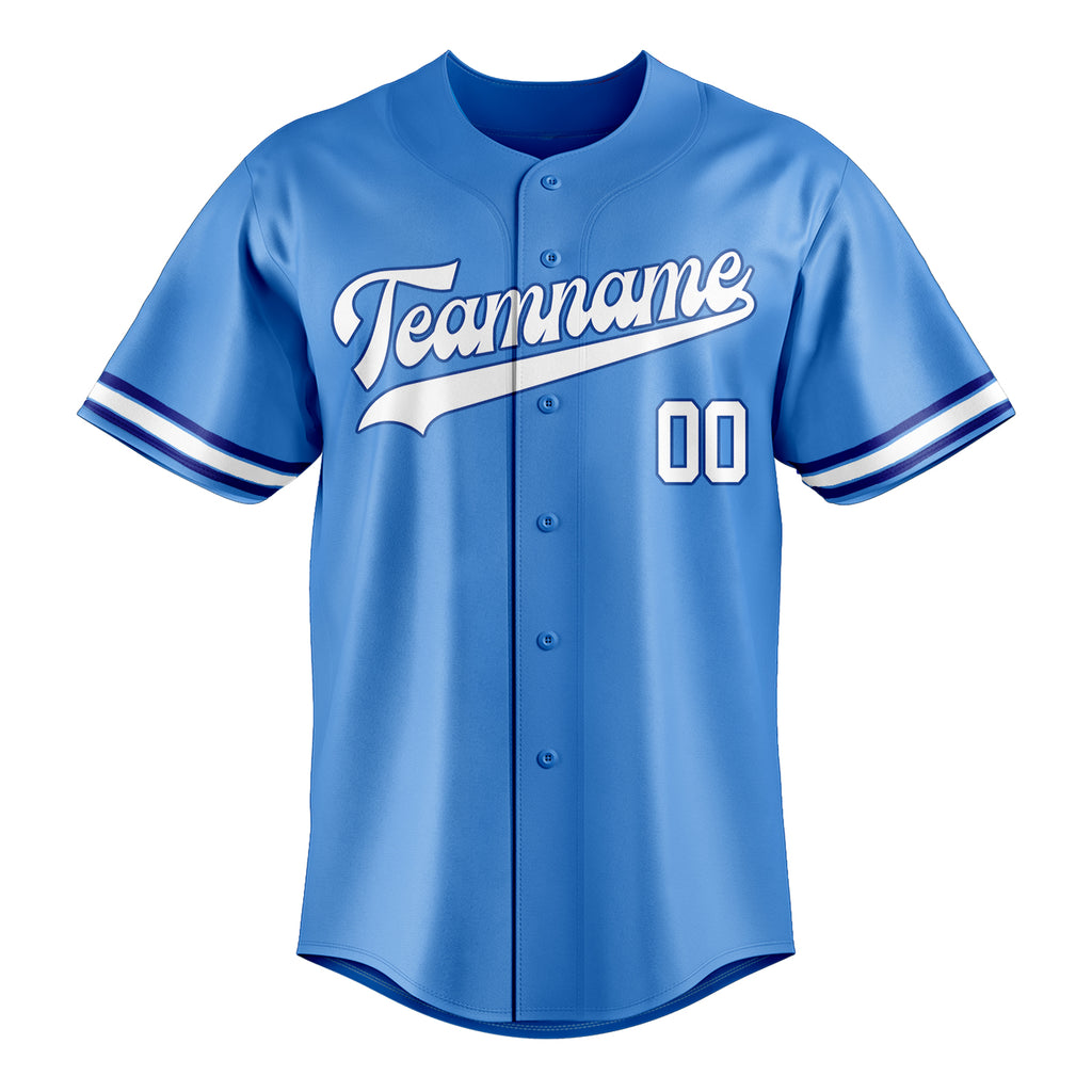 Personalized Electric Blue & White Color Fan Baseball Jersey