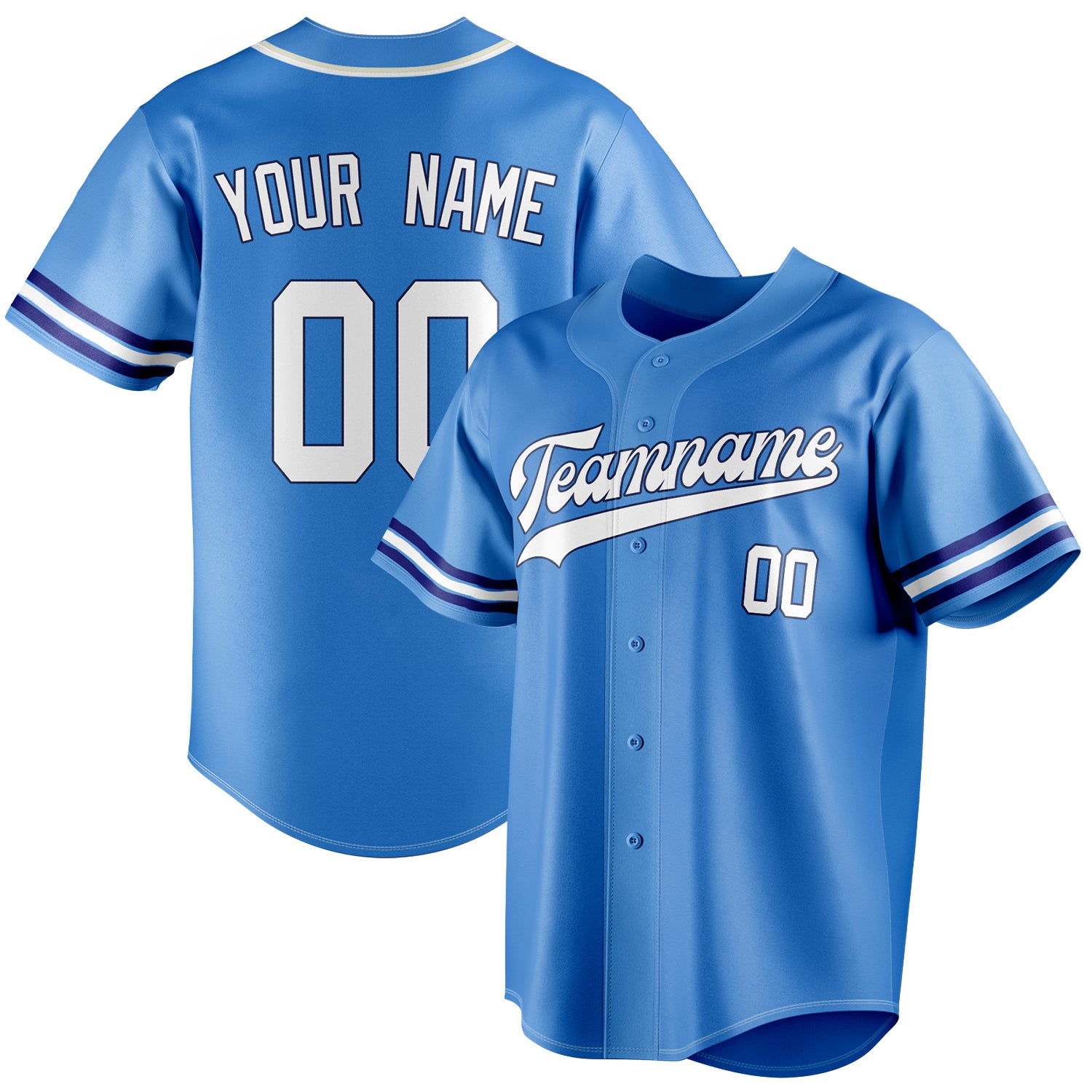 Personalized Electric Blue & White Color Fan Baseball Jersey BB01240528JZ197