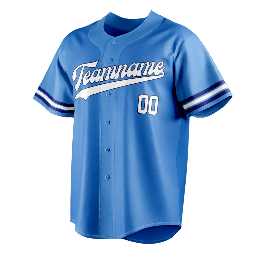 Personalized Electric Blue & White Color Fan Baseball Jersey