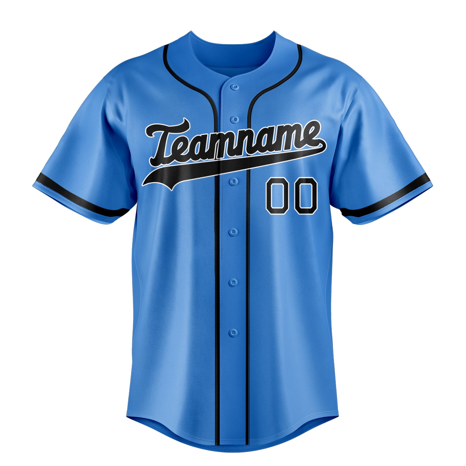 Personalized Electric Blue & Black Color Fan Baseball Jersey