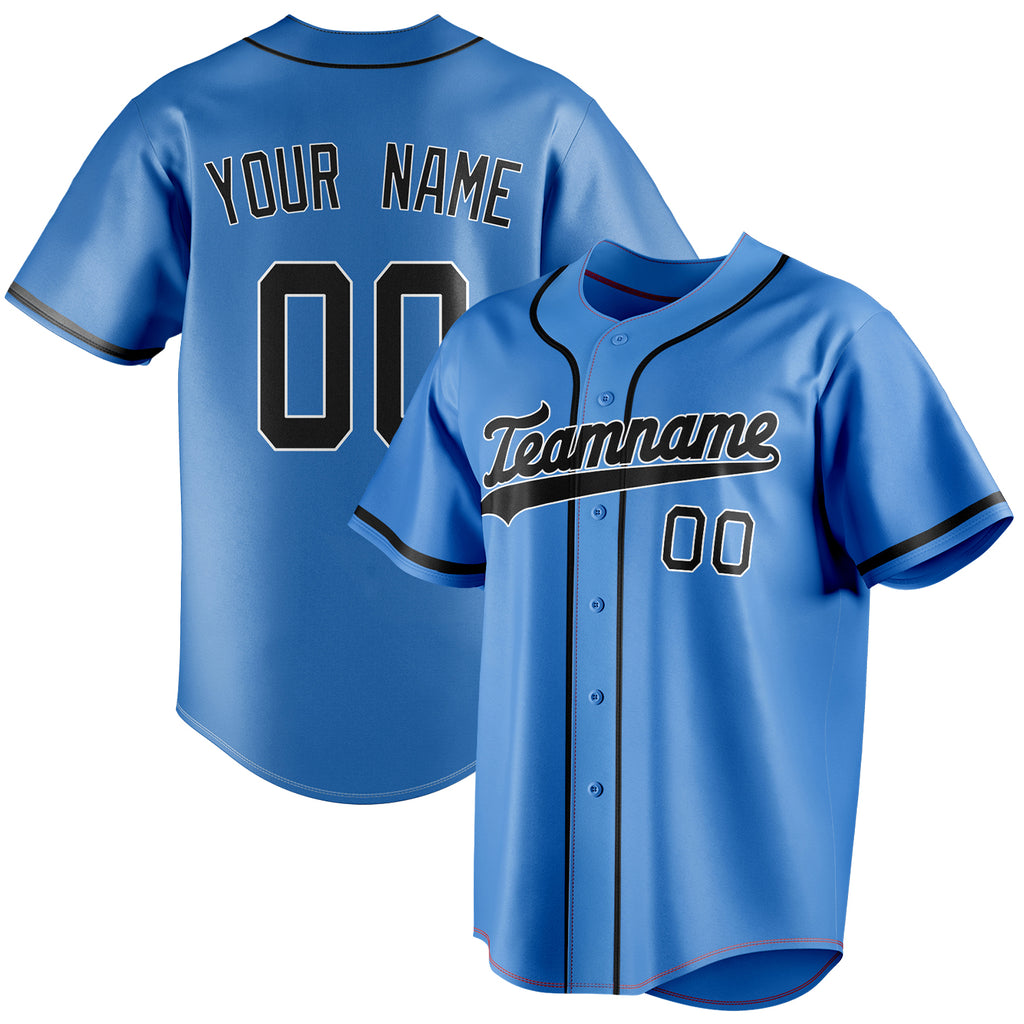 Personalized Electric Blue & Black Color Fan Baseball Jersey BB01240528JZ198