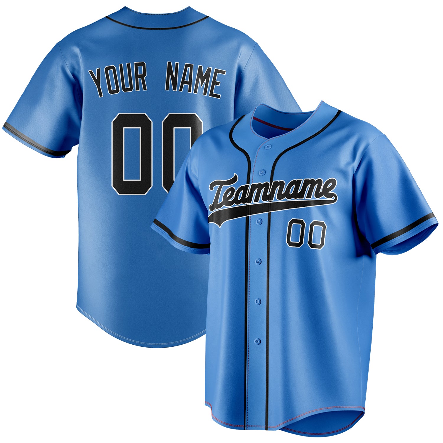 Personalized Electric Blue & Black Color Fan Baseball Jersey BB01240528JZ198