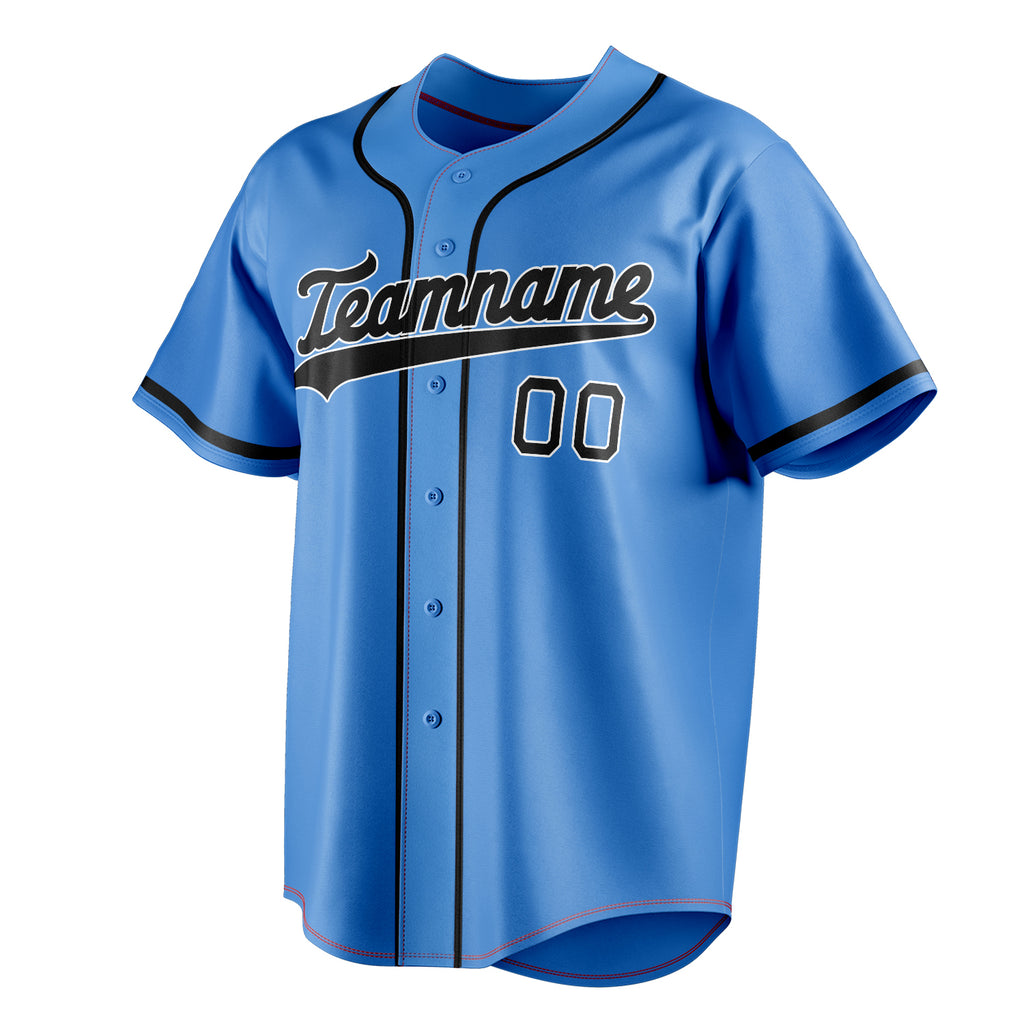 Personalized Electric Blue & Black Color Fan Baseball Jersey