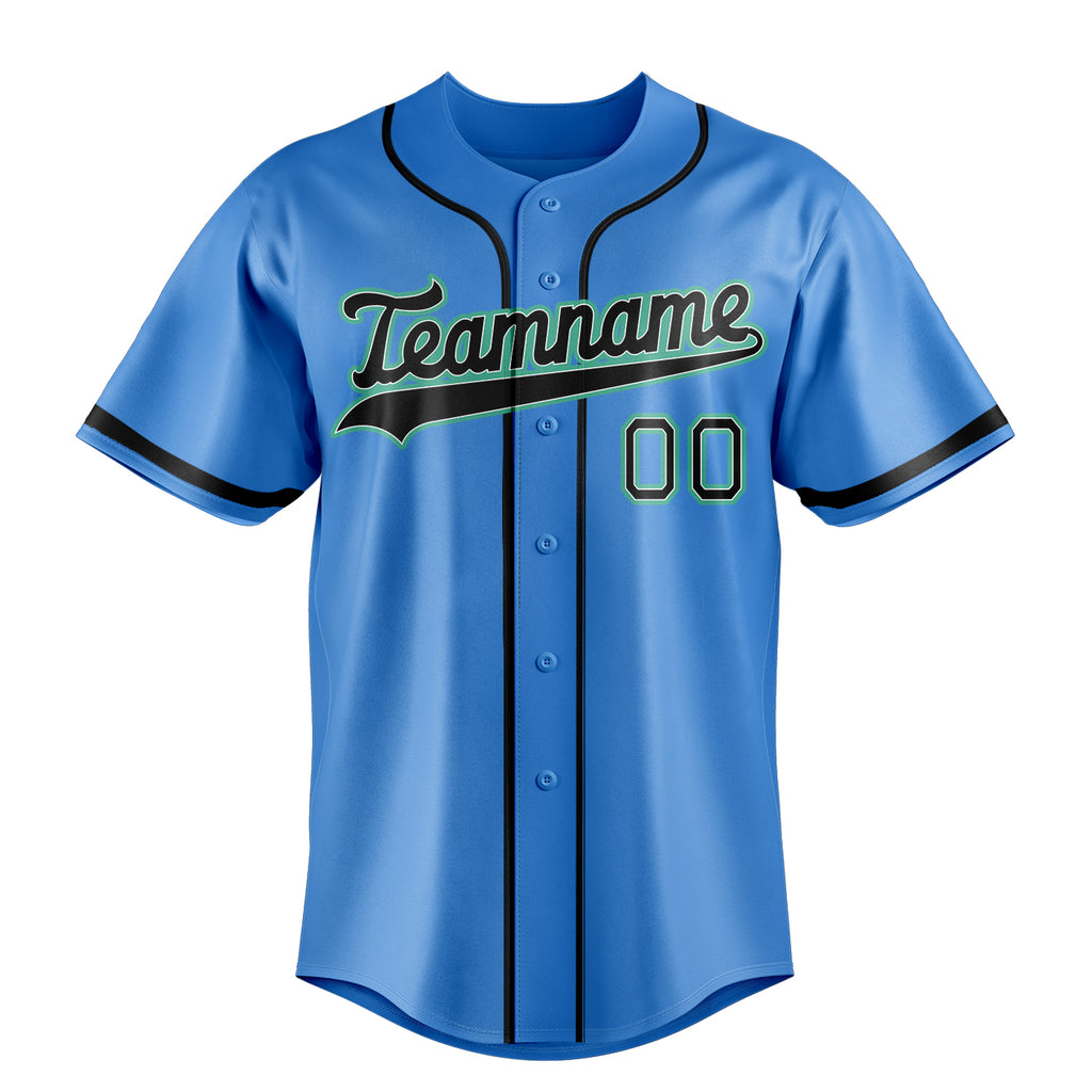 Personalized Electric Blue & Navy Color Fan Baseball Jersey