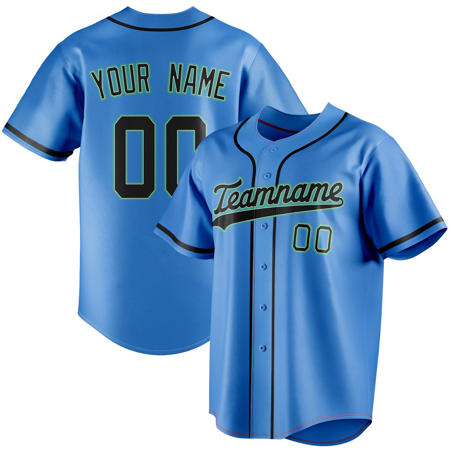 Personalized Electric Blue & Navy Color Fan Baseball Jersey BB01240528JZ199