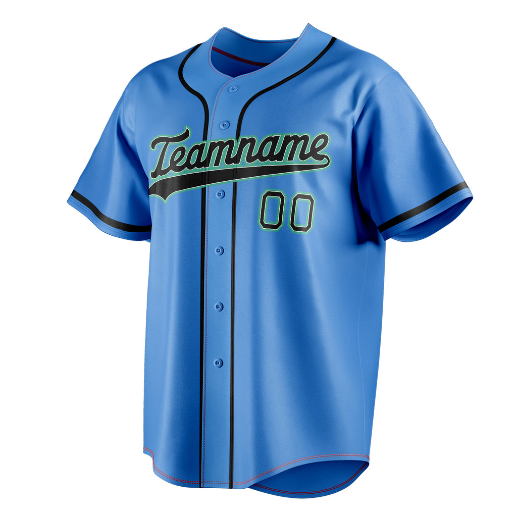 Personalized Electric Blue & Navy Color Fan Baseball Jersey