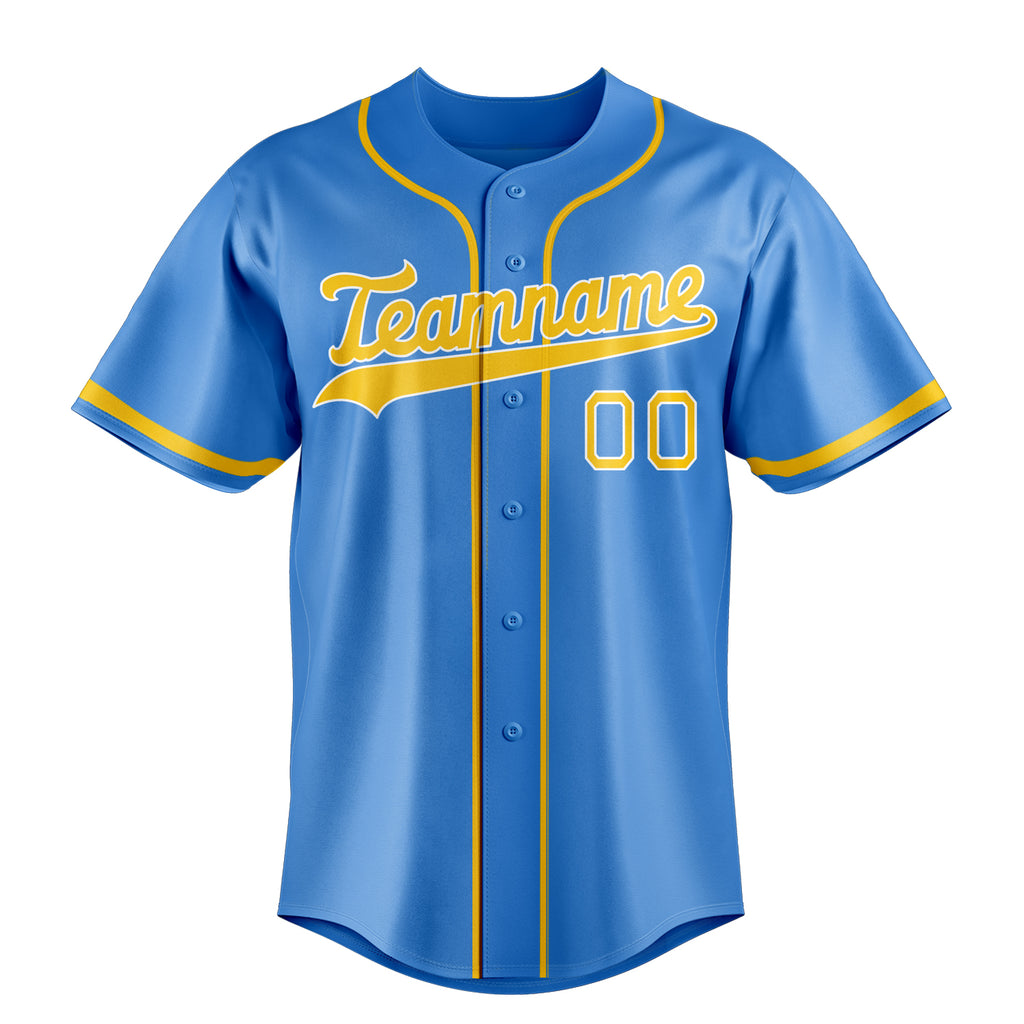 Personalized Electric Blue & Gold Color Fan Baseball Jersey