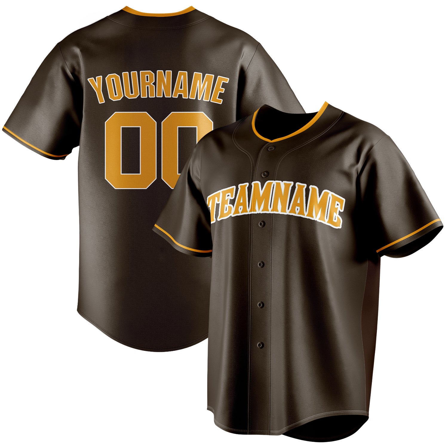 Personalized Brown & Gold Color Fan Baseball Jersey BB01240528WX070