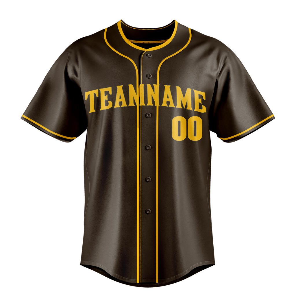 Personalized Brown & Gold Color Fan Baseball Jersey