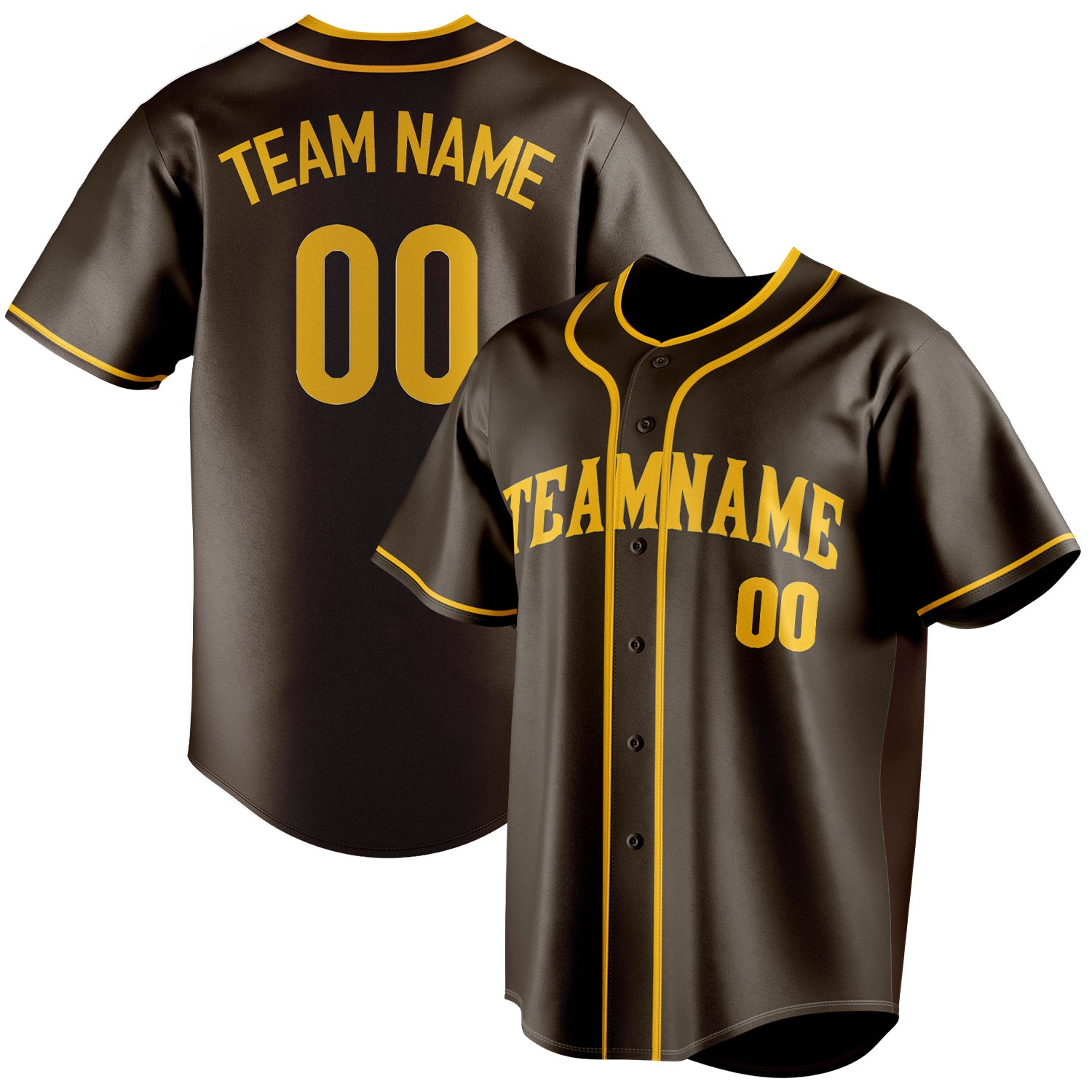 Personalized Brown & Gold Color Fan Baseball Jersey BB01240528WX071