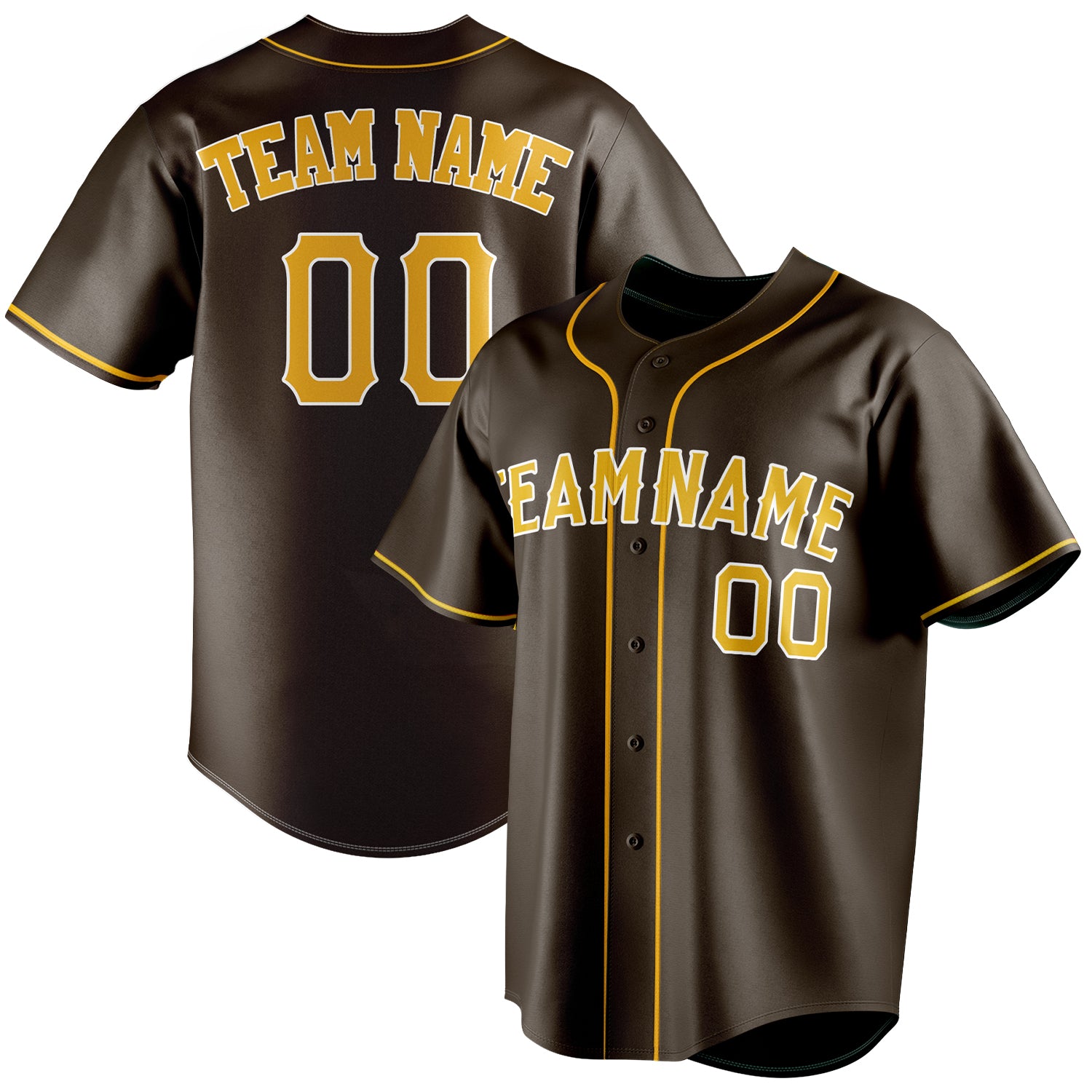 Personalized Brown & Yellow Color Fan Baseball Jersey BB01240528WX072