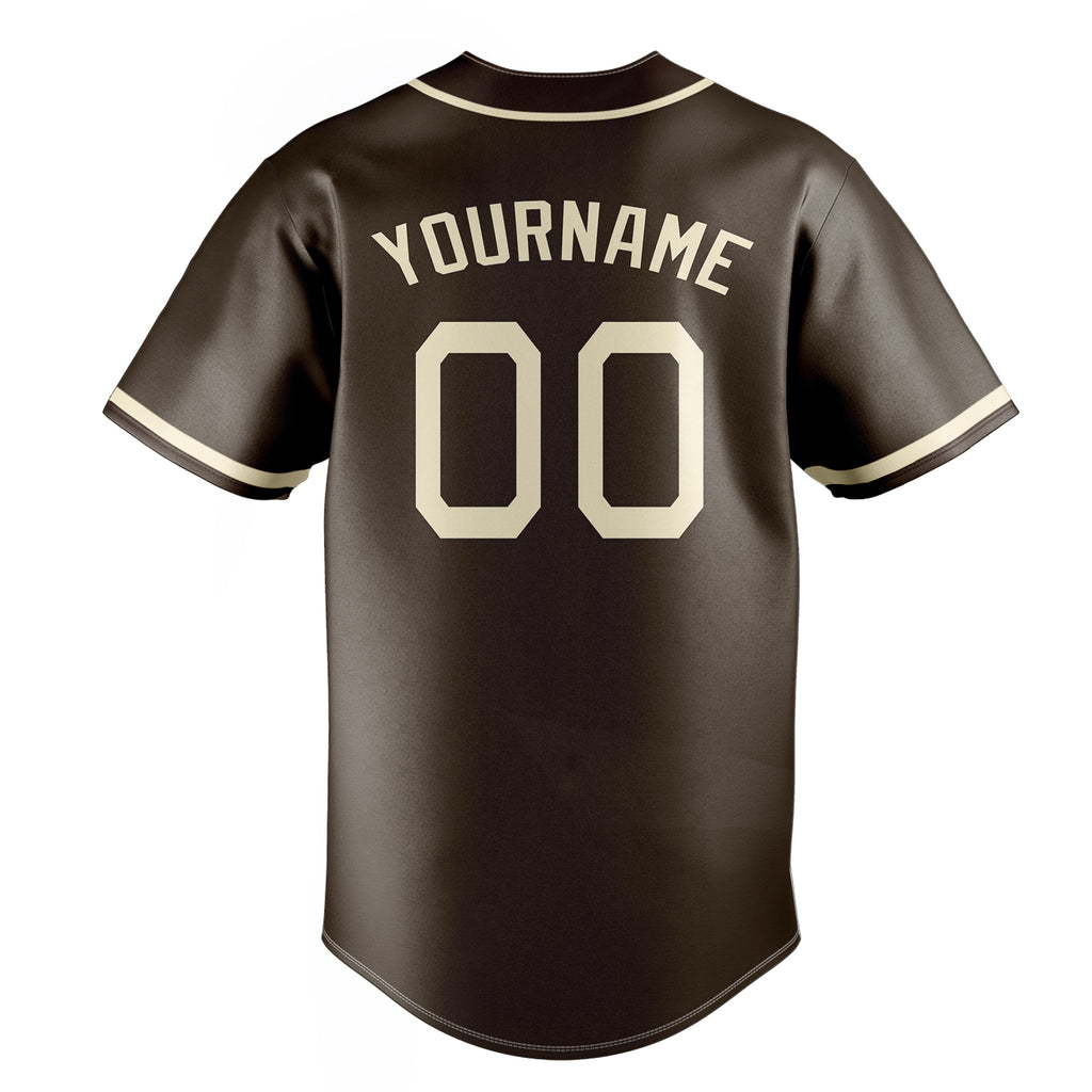 Personalized Brown & Cream Color Fan Baseball Jersey