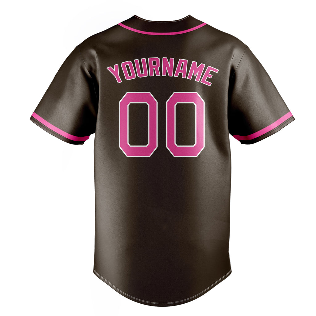 Personalized Brown & Pink Color Fan Baseball Jersey
