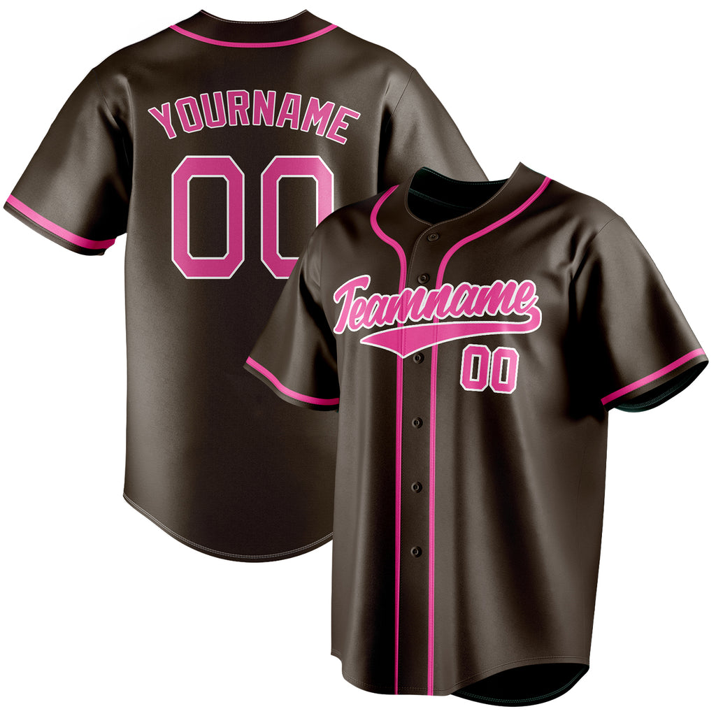Personalized Brown & Pink Color Fan Baseball Jersey BB01240528WX074