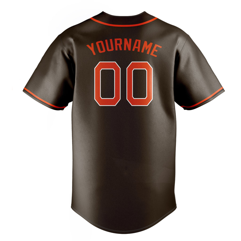 Personalized Brown & Orange Color Fan Baseball Jersey