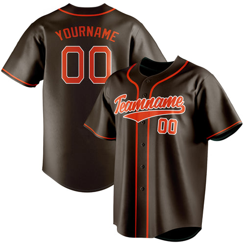 Personalized Brown & Orange Color Fan Baseball Jersey BB01240528WX075