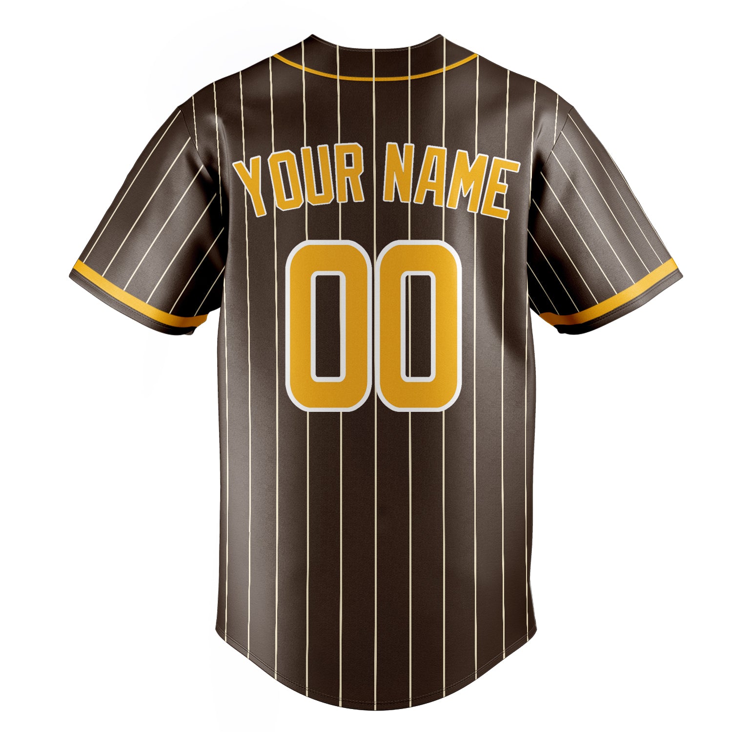 Personalized Brown & Yellow Cream Pinstripe Fan Baseball Jersey