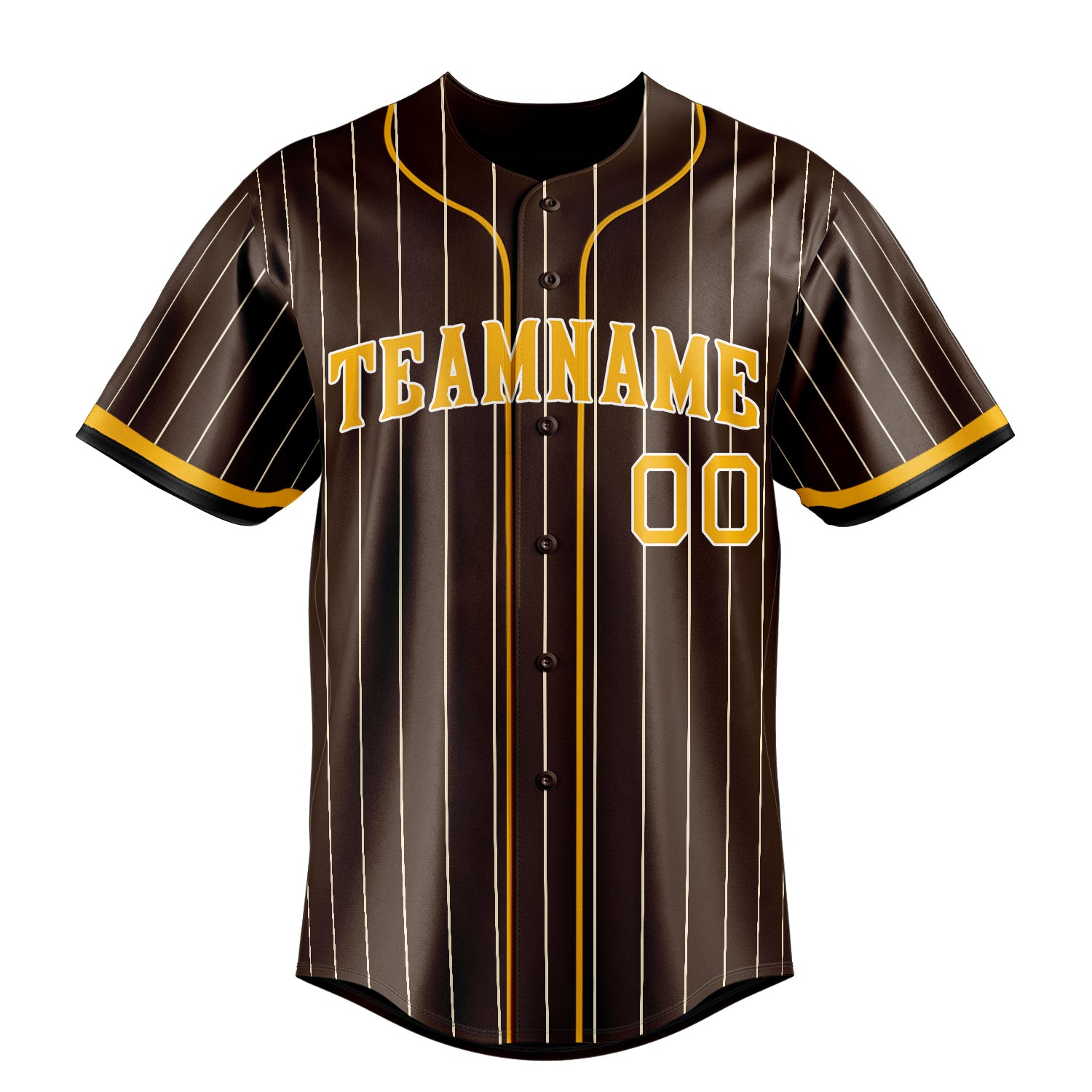 Personalized Brown & Yellow Cream Pinstripe Fan Baseball Jersey