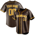 Personalized Brown & Yellow Cream Pinstripe Fan Baseball Jersey BB01240528WX076