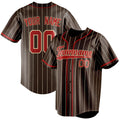Personalized Brown & Red Cream Pinstripe Fan Baseball Jersey BB01240528WX077