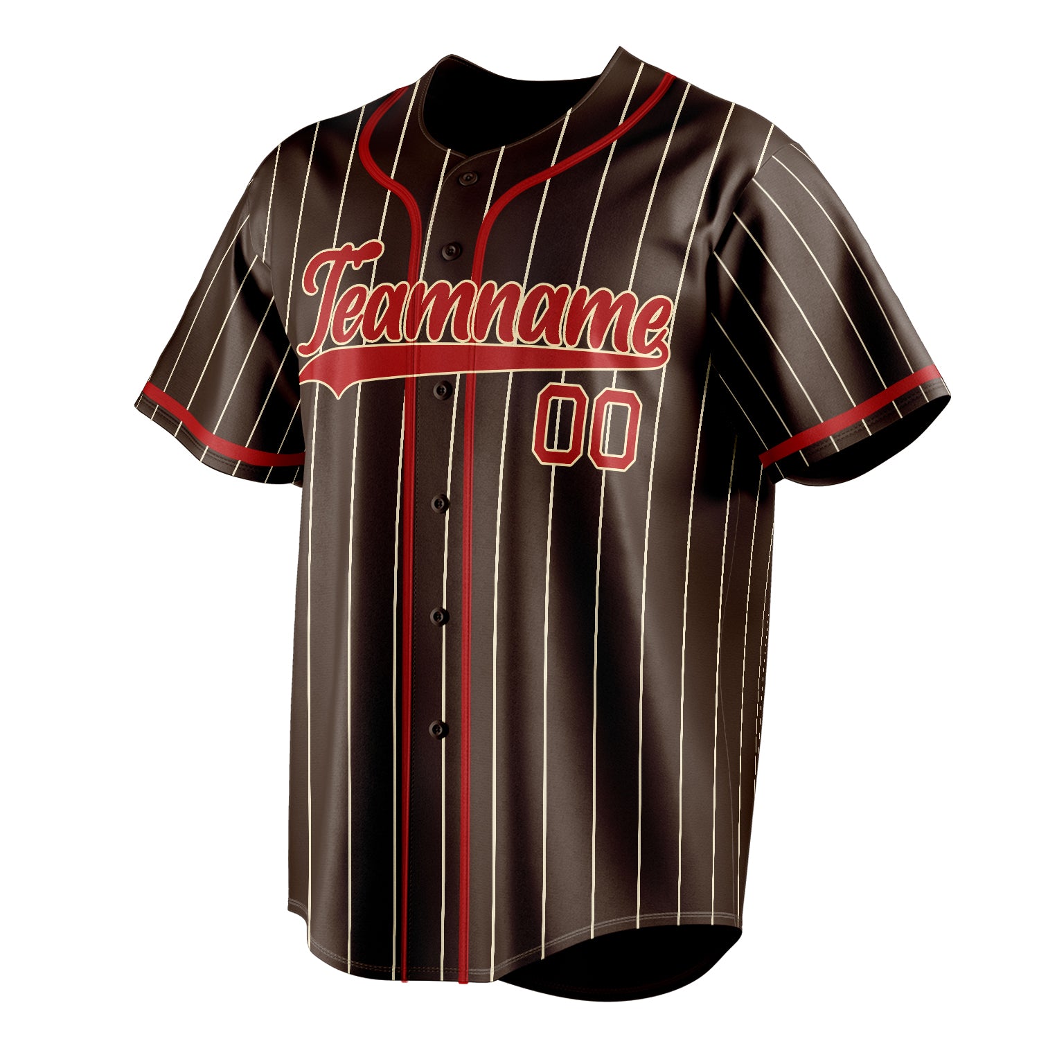 Personalized Brown & Red Cream Pinstripe Fan Baseball Jersey