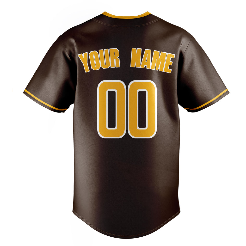 Personalized Brown & Gold Color Fan Baseball Jersey