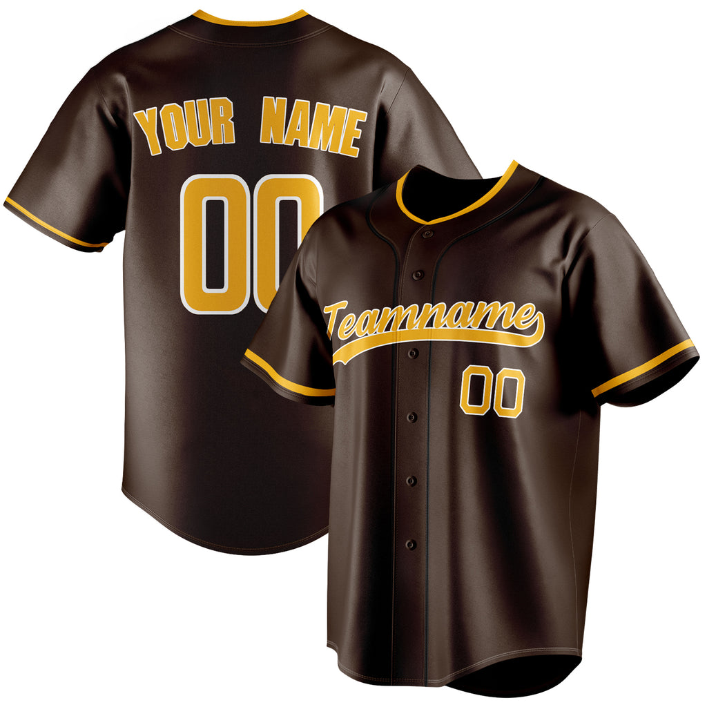 Personalized Brown & Gold Color Fan Baseball Jersey BB01240528WX078