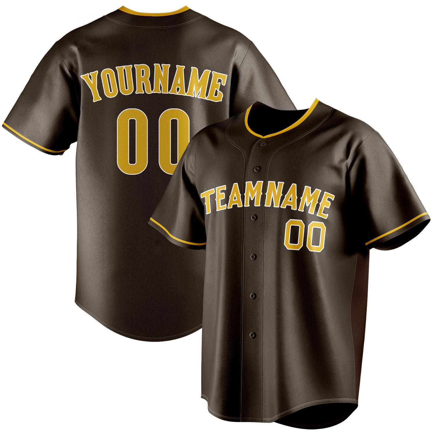 Personalized Brown & Gold Color Fan Baseball Jersey BB01240528WX081