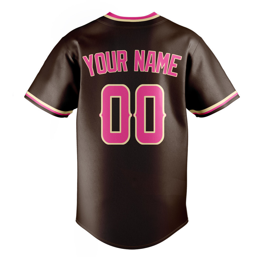 Personalized Brown & Pink Color Fan Baseball Jersey