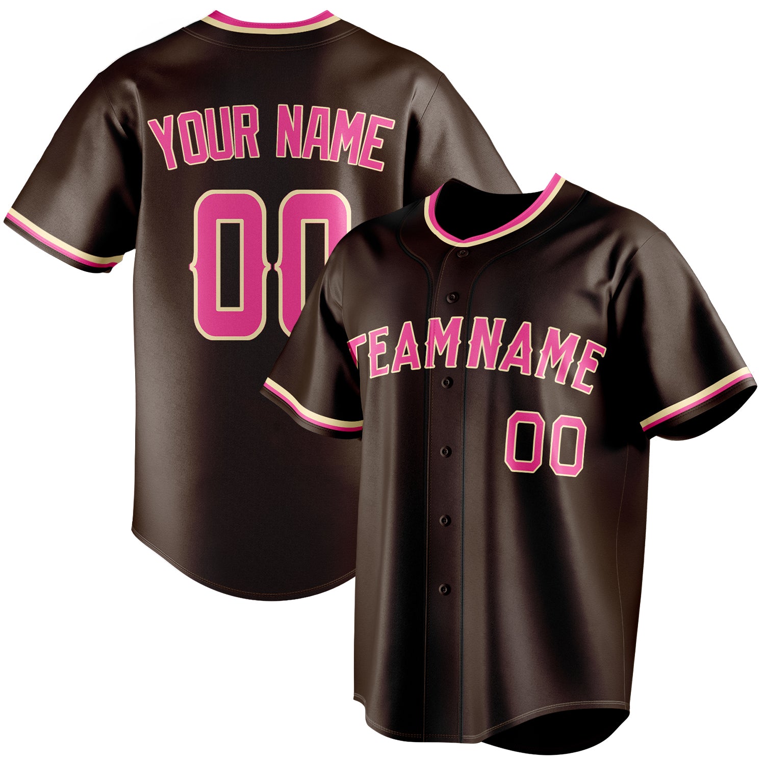 Personalized Brown & Pink Color Fan Baseball Jersey BB01240528WX082