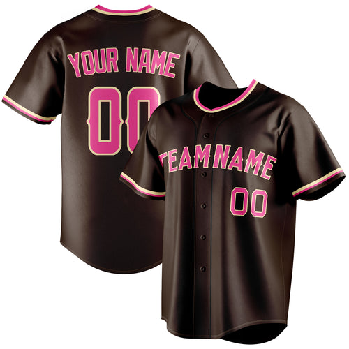 Personalized Brown & Pink Color Fan Baseball Jersey BB01240528WX082