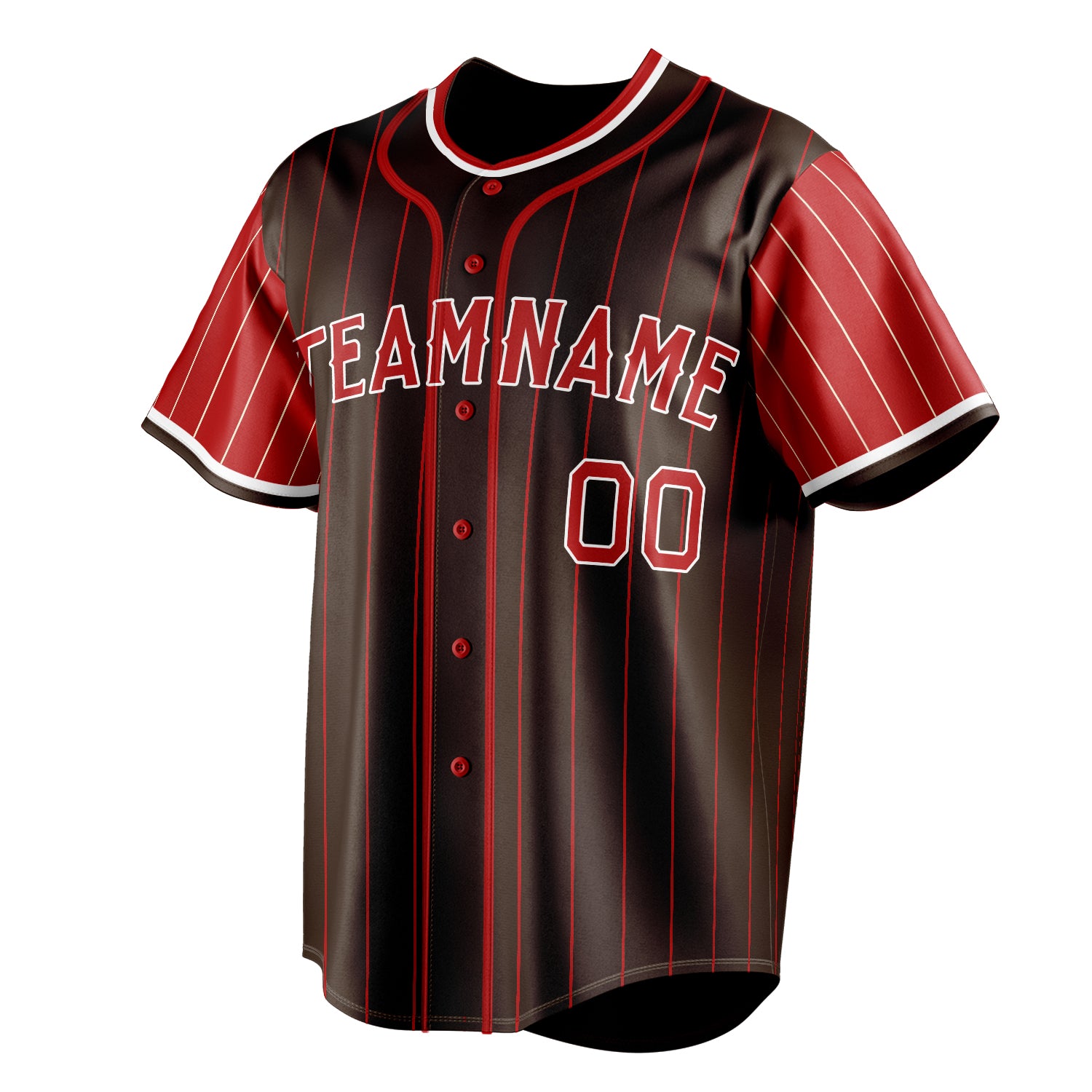 Personalized Brown & Red Red Pinstripe Fan Baseball Jersey
