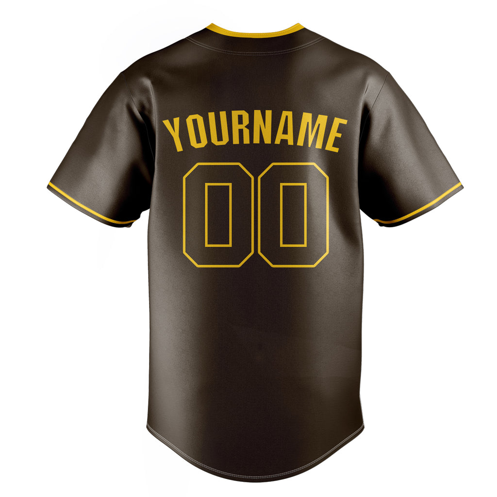 Personalized Brown & Gold Color Fan Baseball Jersey