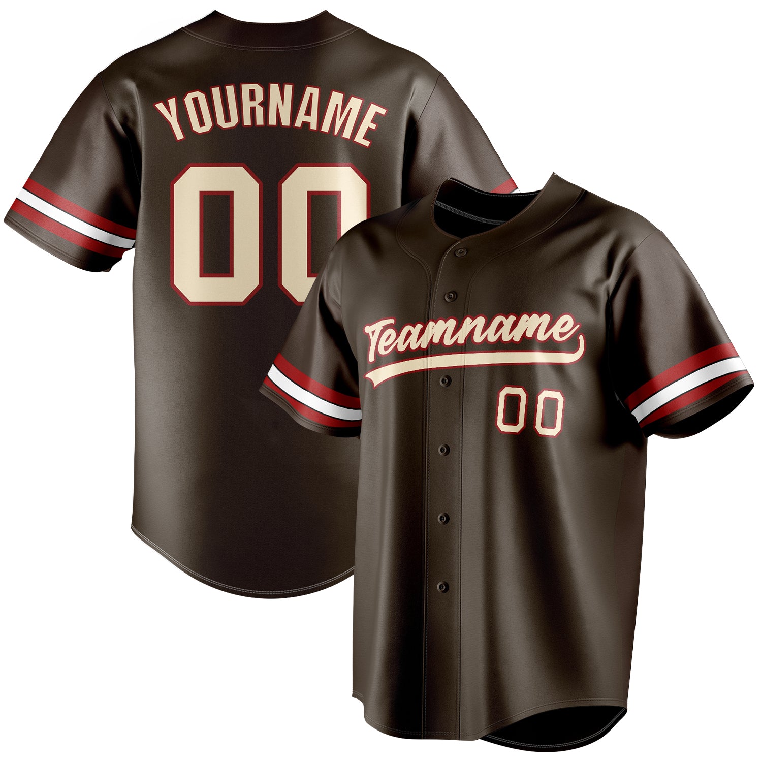 Personalized Brown & Cream Color Fan Baseball Jersey BB01240528WX087