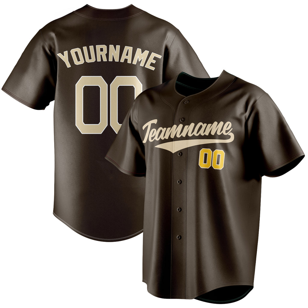 Personalized Brown & Cream Color Fan Baseball Jersey BB01240528WX088