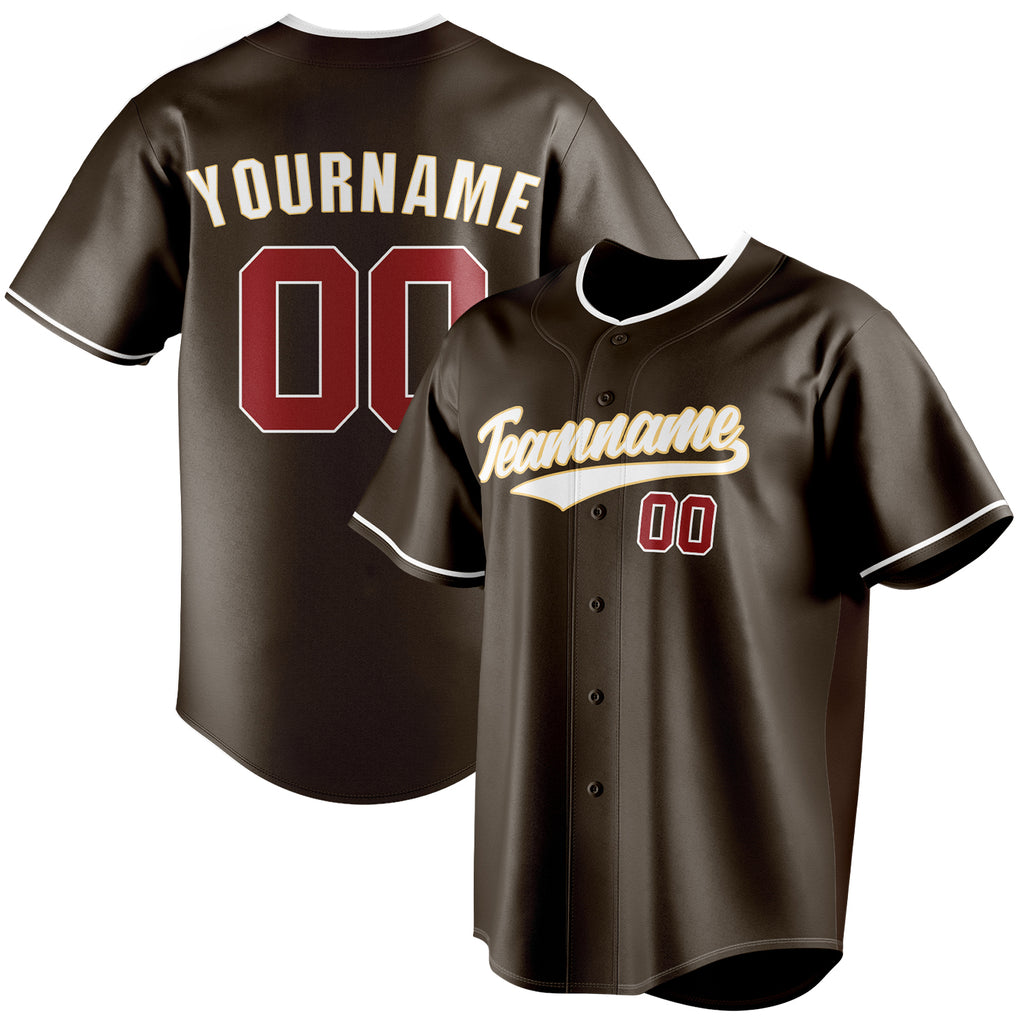 Personalized Brown & Red Color Fan Baseball Jersey BB01240528WX089