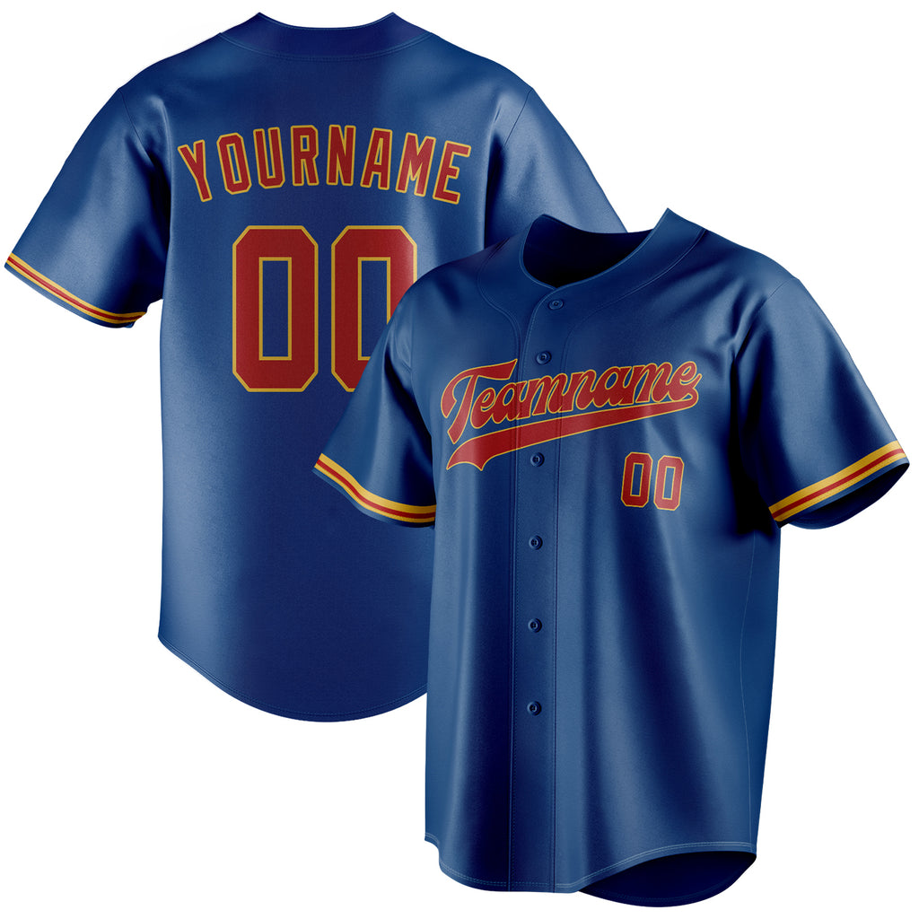 Personalized Blue & Red Color Fan Baseball Jersey BB01240528WY052