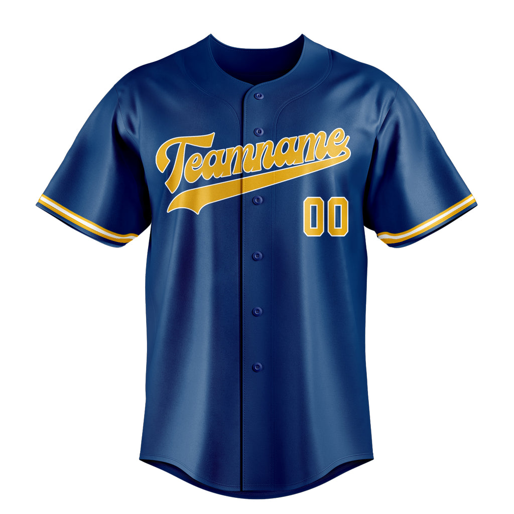 Personalized Blue & Gold Color Fan Baseball Jersey