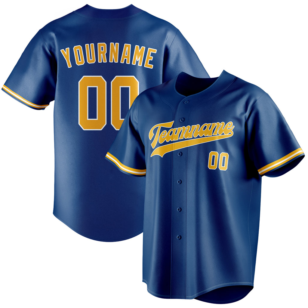 Personalized Blue & Gold Color Fan Baseball Jersey BB01240528WY053