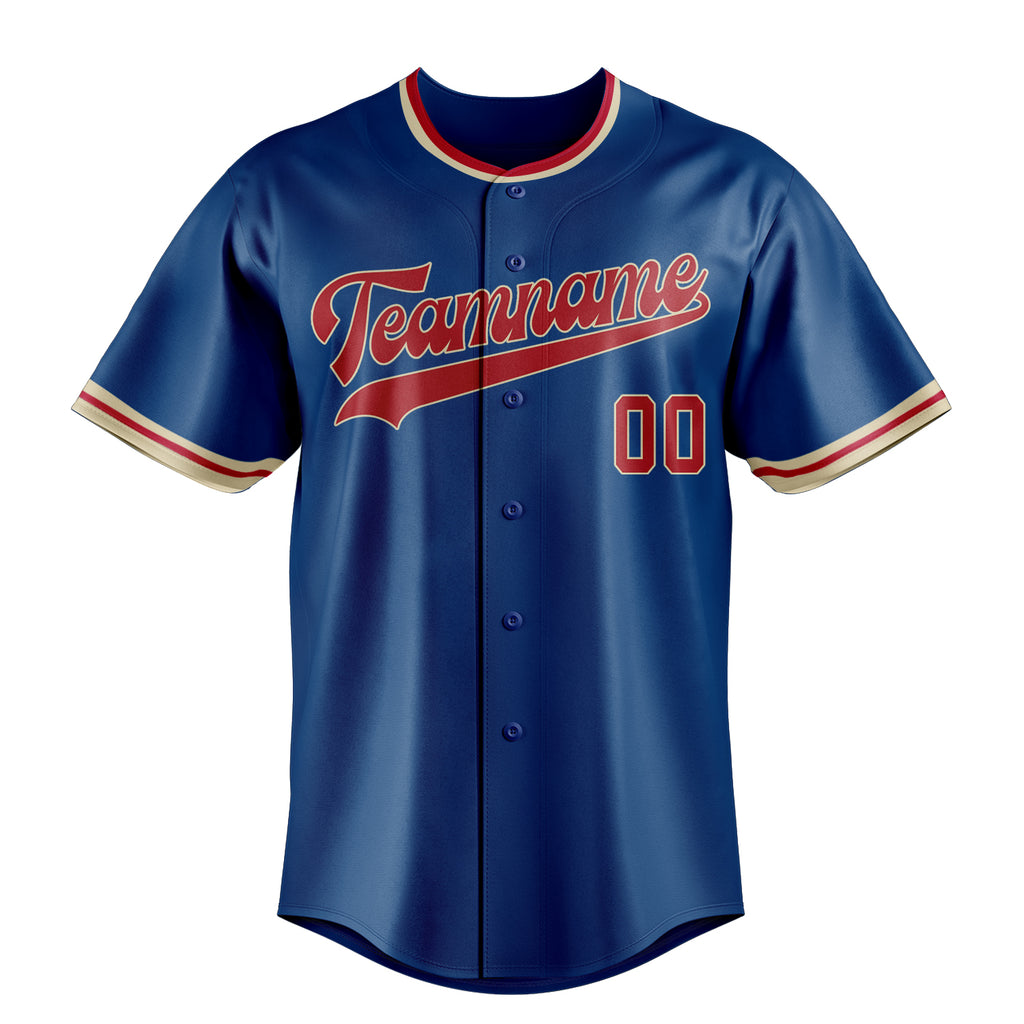 Personalized Blue & Red Color Fan Baseball Jersey