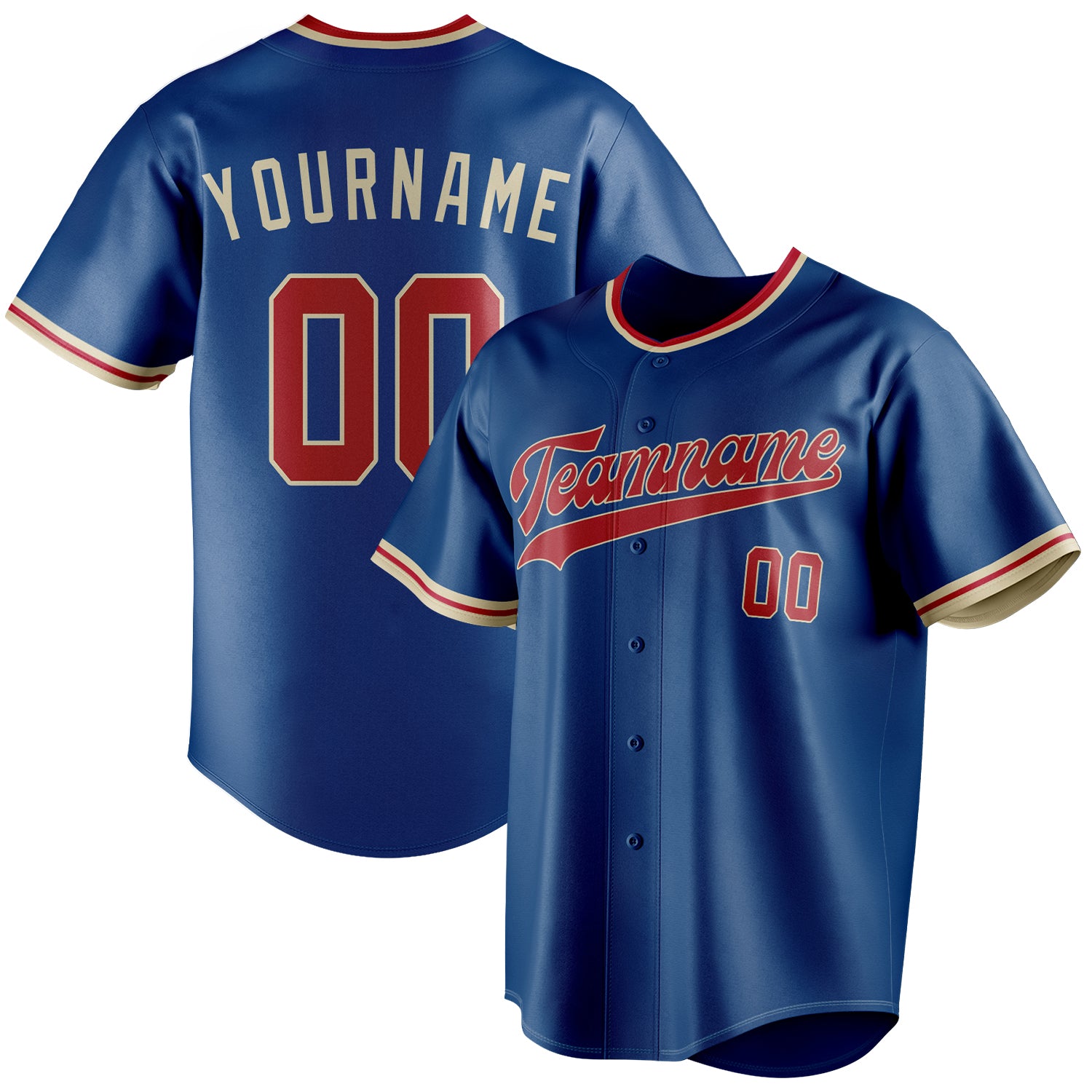 Personalized Blue & Red Color Fan Baseball Jersey BB01240528WY060