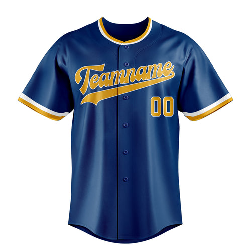 Personalized Blue & Gold Color Fan Baseball Jersey